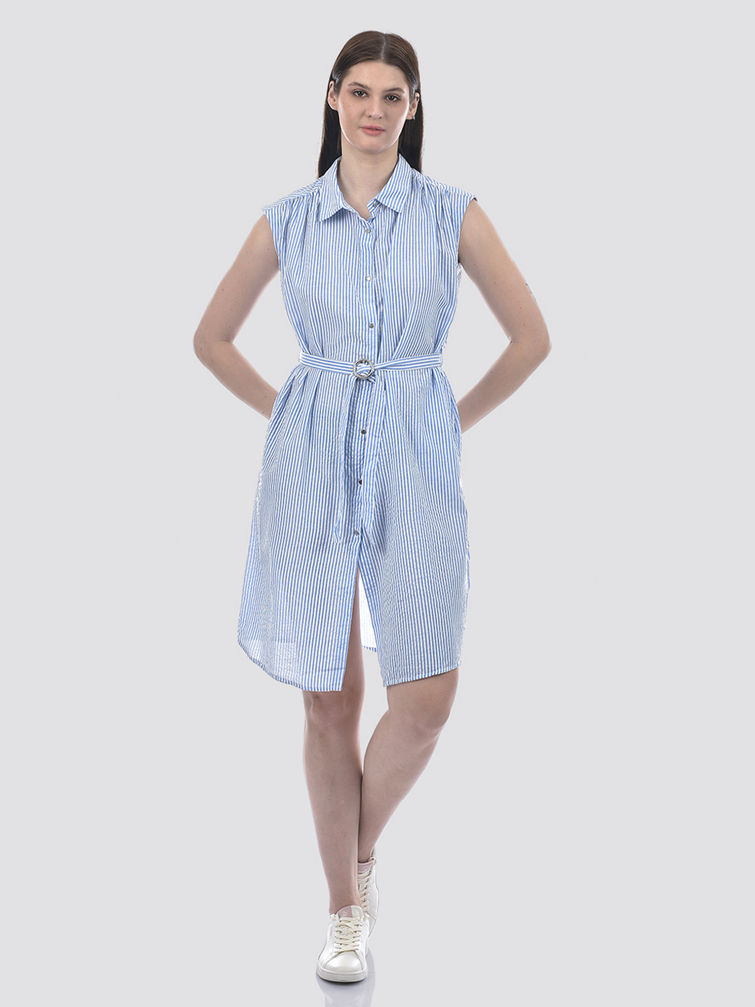 Numero Uno Women Stripes Blue Dress